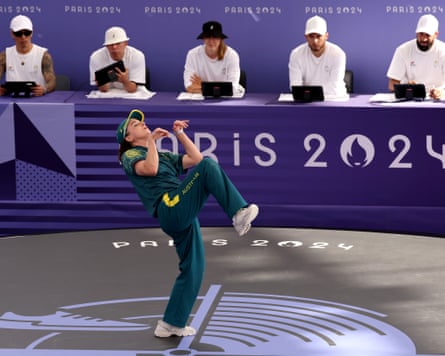 Rachael Gunn AKA 'Raygun' competing in Breaking, B-Girls Round Robin during the Paris 2024 Olympics.