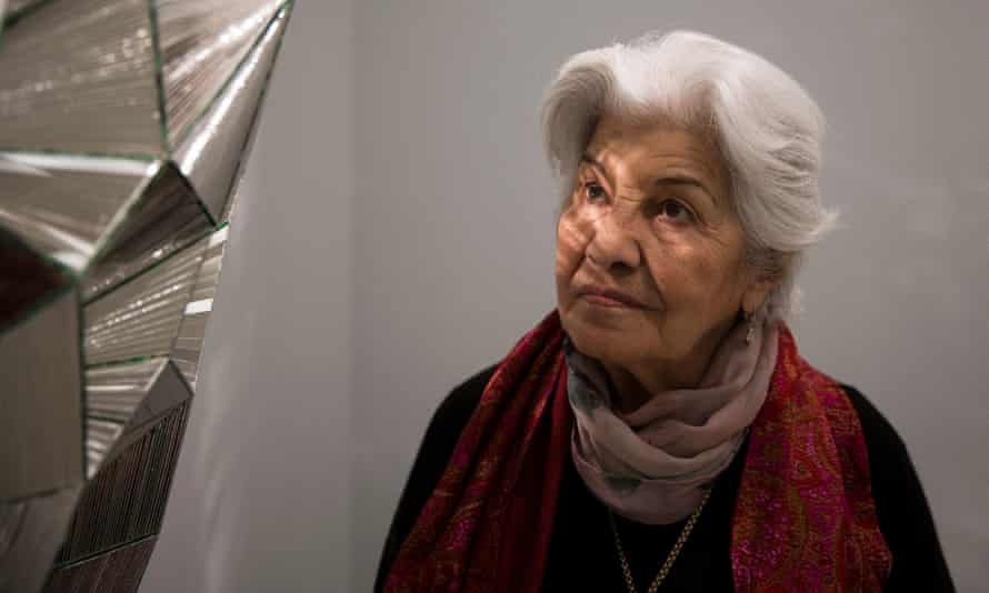 Monir Farmanfarmaian at her Guggenheim exhibition.