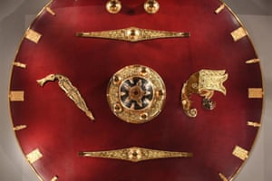 A shield, believed to have belonged to King Raedwald of East Anglia, on display in the new exhibition.