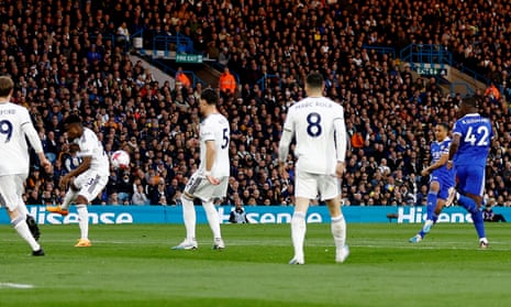 Leicester City's Youri Tielemans scores a disallowed goal.