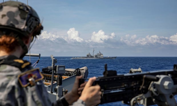 Australian and US navy vessels conduct joint exercises in the South China Sea in 2020