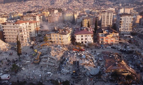 Collapsed buildings in Antakya, Turkey