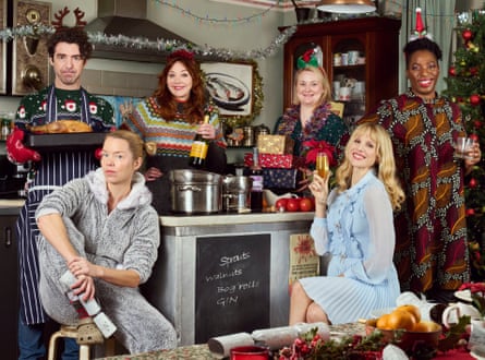 Morgan with Paul Ready, Anna Maxwell Martin, Philippa Dunne, Lucy Punch and Tanya Moodie in Motherland.