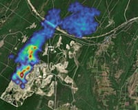 A satellite image of a huge plume of methane detected over the Silivri landfill site near Istanbul.