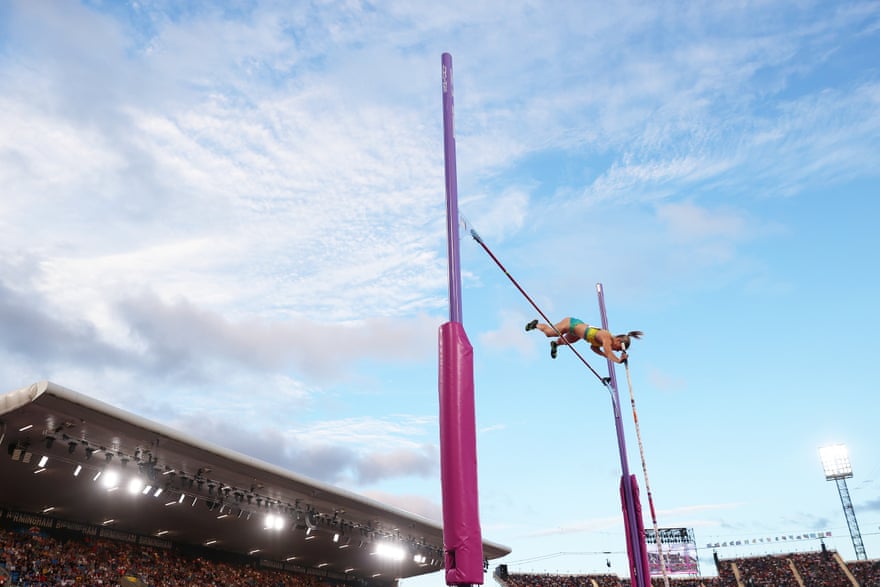 Nina Kennedy flies high in the women’s pole vault final.