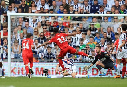 Jordon Ibe scoring for Liverpool against West Brom in May 2016.