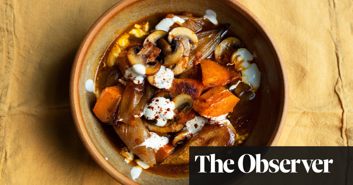 Nigel Slater’s recipe for mushrooms, squash and soured cream