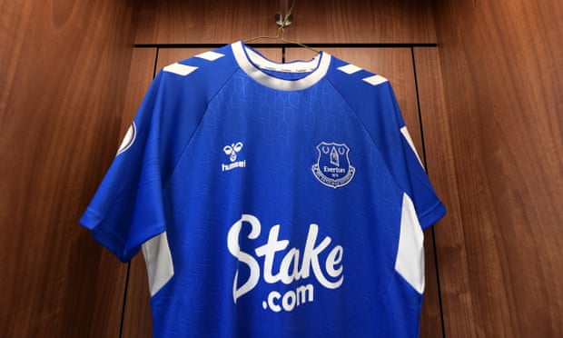 Everton kit shirt with Stake.com logo
