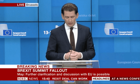 The Austrian chancellor, Sebastian Kurz, speaking at a press conference in Brussels