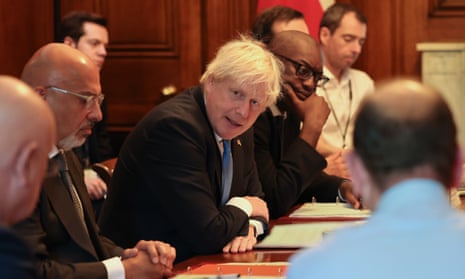 A pciture of Prime Minister Boris Johnson at an energy round table at No11 Downing Street with chancellor Nadhim Zahawi (left) and business Secretary Kwasi Kwarteng (second from right) and bosses from some of the UK’s biggest energy companies.