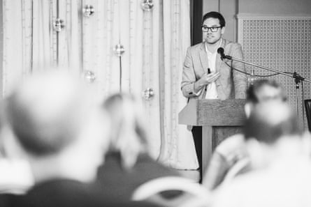 Dunne giving a lecture in Russia, 2015