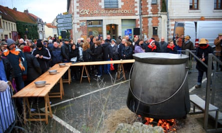 Turkey soup being prepared in Licques, near Calais.