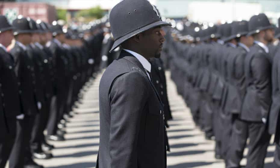 Metropolitan police cadets on their passing out parade.