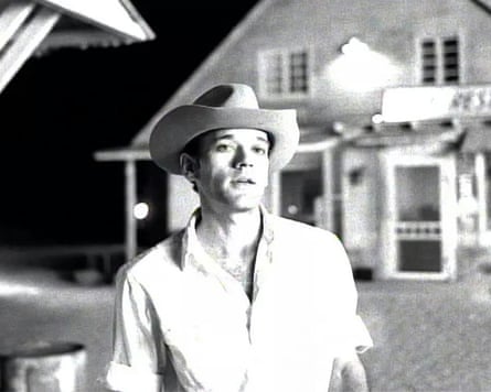 A video still of Michael Stipe in REM’s Man-on-the-Moon.
