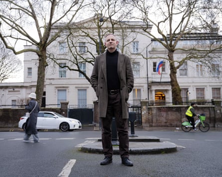Sergey Radchenko outside the Russian embassy in London.