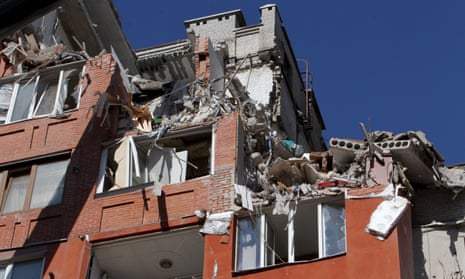 An apartment block is damaged by the June 28 Russian missile attack, Dnipro, east-central Ukraine.