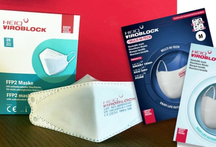 Pack shots of the Viroblock mask