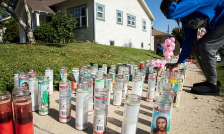 Candles to the victims of the fatal shooting in Inglewood.  