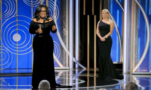 Oprah Winfrey accepts a lifetime achievement award at the 75th Golden Globes.
