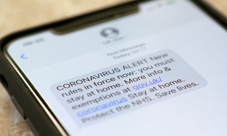 A text message on coronavirus sent by the UK government