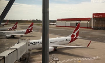 Qantas planes are seen at a domestic terminal at Sydney Airport in Sydney