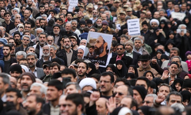 A protest in Tehran after the execution of a Shiite cleric by Saudi Arabia.