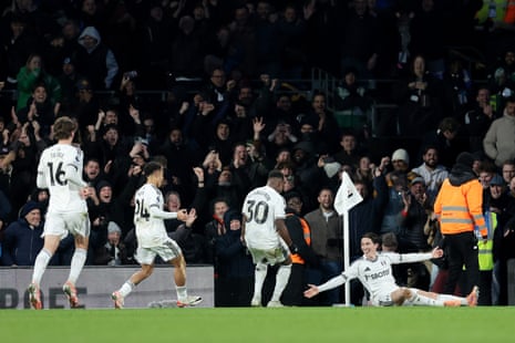 Fulham's Harry Wilson (right) celebrates scoring their side's second goal from a free-kick.