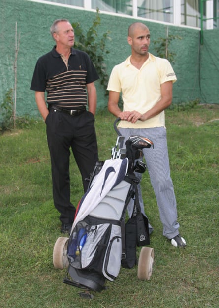 Johan Cruyff with Pep Guardiola at the 2006 ProAm Mallorca Classic golf.
