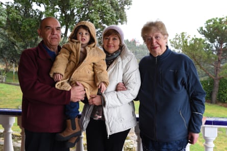 From left to right: Faig Budagov, Olga and Fiag’s daughter Alisa, Olga Kuzminykh and Katerina Kuzminykh at their temporary home in San Rafael de los Angeles, El Espinar, Spain in March 2022.