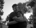 Abel hugs a family member at his leaving party, he is preparing to leave LA after 38 years living as an undocumented migrant