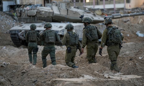 Israeli soldiers are seen during a ground operation in the Gaza Strip, Wednesday, 8 November 2023.