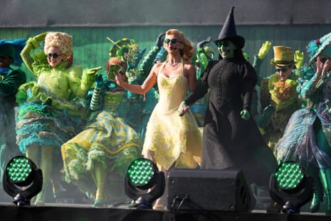 Zizi Strallen, Emma Kingston and the cast of Wicked deliver a live performance before the ICC Women’s T20 World Cup opening match.