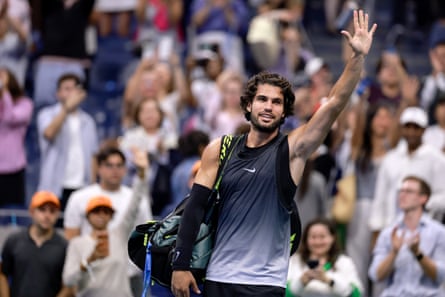 Carlos Alcaraz waves to the crowd after being defeated by Ben Shelton in the US Open. Carlos Alcaraz waves to the crowd after being defeated by Ben Shelton in the US Open.