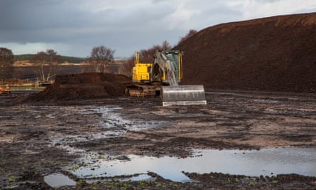 Peat extraction at Hillhouse, Broken Cross Muir, in Lanarkshire, Scotland.