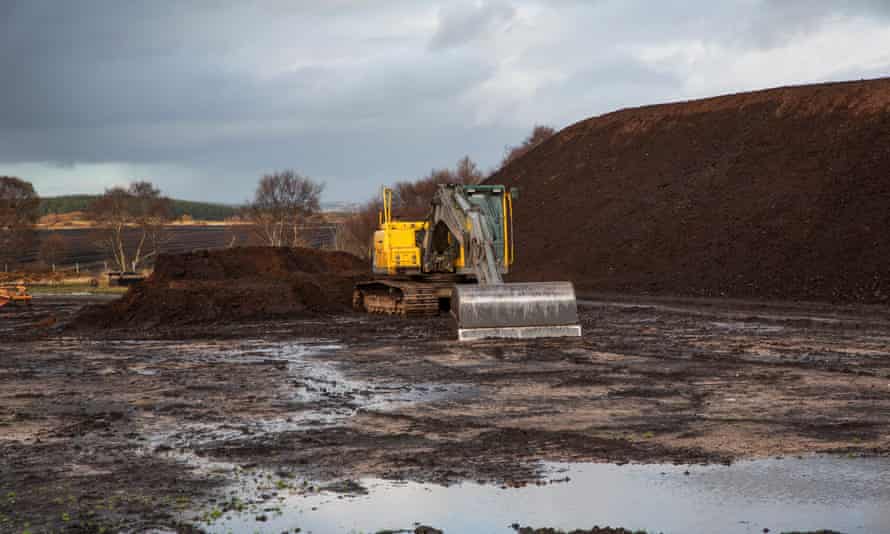 Peat extraction at Hillhouse, Broken Cross Muir in Lanarkshire, Scotland.