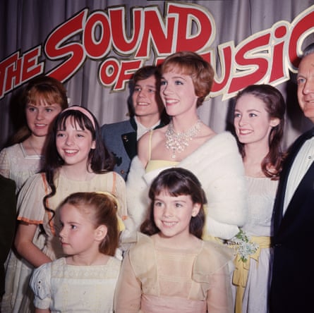 ‘It was a huge event’ … Julie Andrews, Heather Menzies, Angela Cartwright, Kym Karath, Nicholas Hammond, Debbie Turner and Charmian Carr at the Hollywood premiere of The Sound of Music.