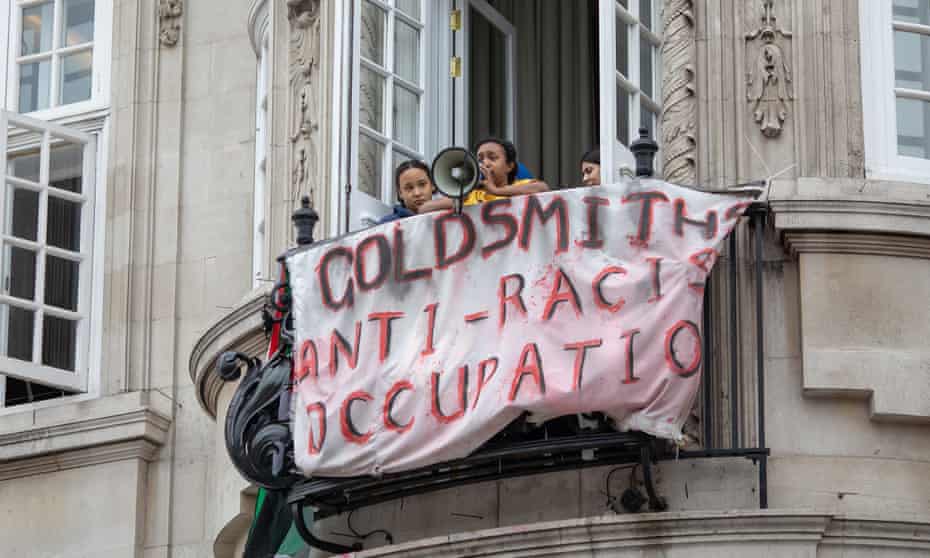 Goldsmiths students stage an anti-racism protest at Deptford Town Hall in March 2019