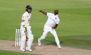 Kemar Roach of the West Indies bowls