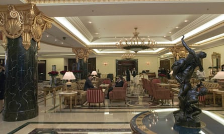 The lobby of the Ritz Carlton hotel in Moscow.