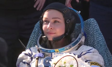 Russian actor Yulia Peresild rests after returning from filming the first movie in space aboard the ISS.