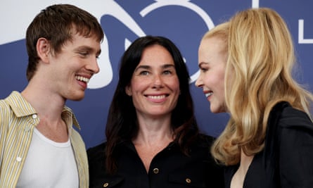 Babygirl director Halina Reijn with Harris Dickinson and Nicole Kidman during a photocall at the Venice film festival