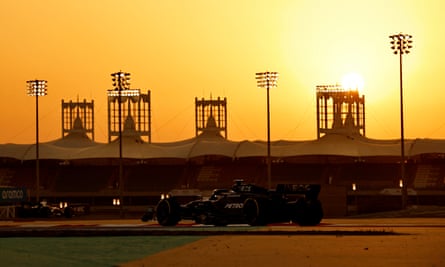 Lewis Hamilton in his Mercedes during testing at Bahrain’s Sakhir track last week
