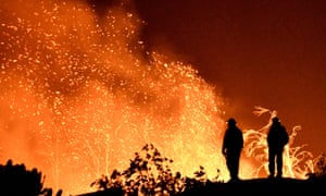 Firefighters by wildfire
