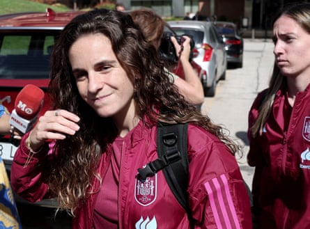 Spain’s Teresa Abeillera and teammates leave after a meeting with new coach of women’s national team.