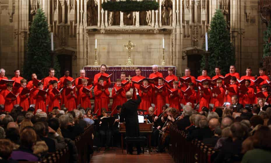 A choir performs Handel’s Messiah in a church in New York.