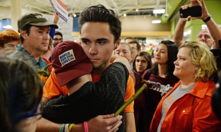 The Parkland shooting survivor and student activist David Hogg at the protest.