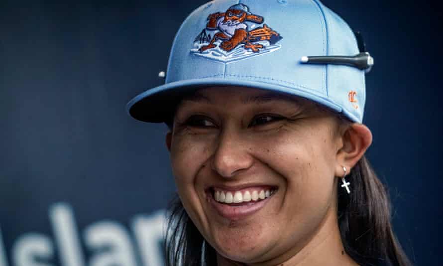 Kelsie Whitmore in a Ferryhawks hat.