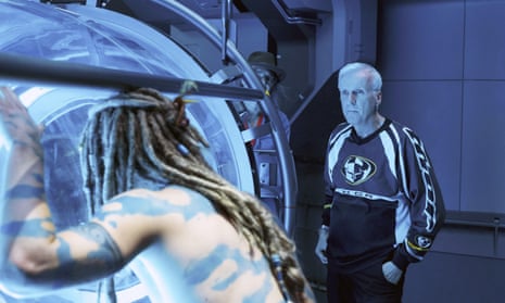 James Cameron with (left) Jack Champion on the set of Avatar: The Way of Water.