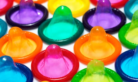 A selection of brightly coloured condoms
