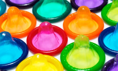 Different-coloured condoms